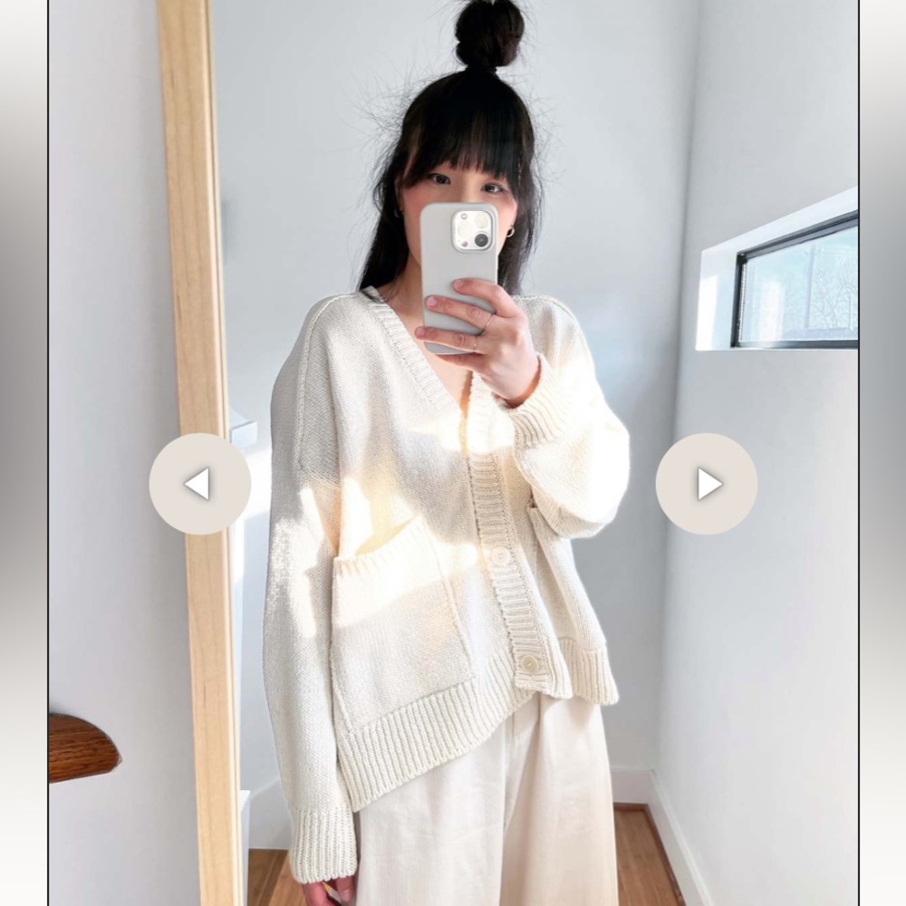 Women's cream cotton Cardigan Sweater